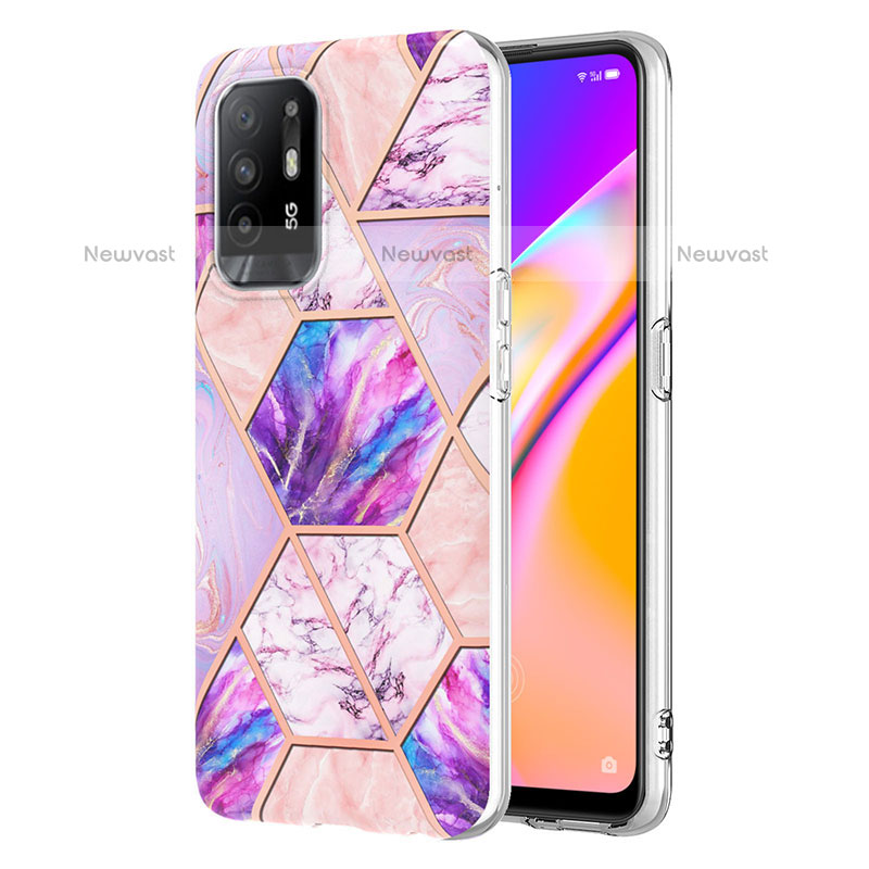 Silicone Candy Rubber Gel Fashionable Pattern Soft Case Cover Y01B for Oppo A94 5G Clove Purple