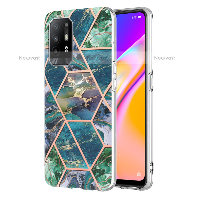 Silicone Candy Rubber Gel Fashionable Pattern Soft Case Cover Y01B for Oppo F19 Pro+ Plus 5G Midnight Green