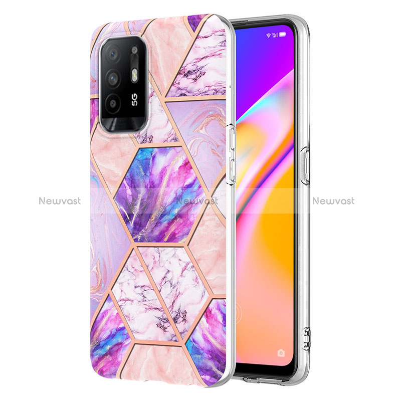 Silicone Candy Rubber Gel Fashionable Pattern Soft Case Cover Y01B for Oppo Reno5 Z 5G Clove Purple