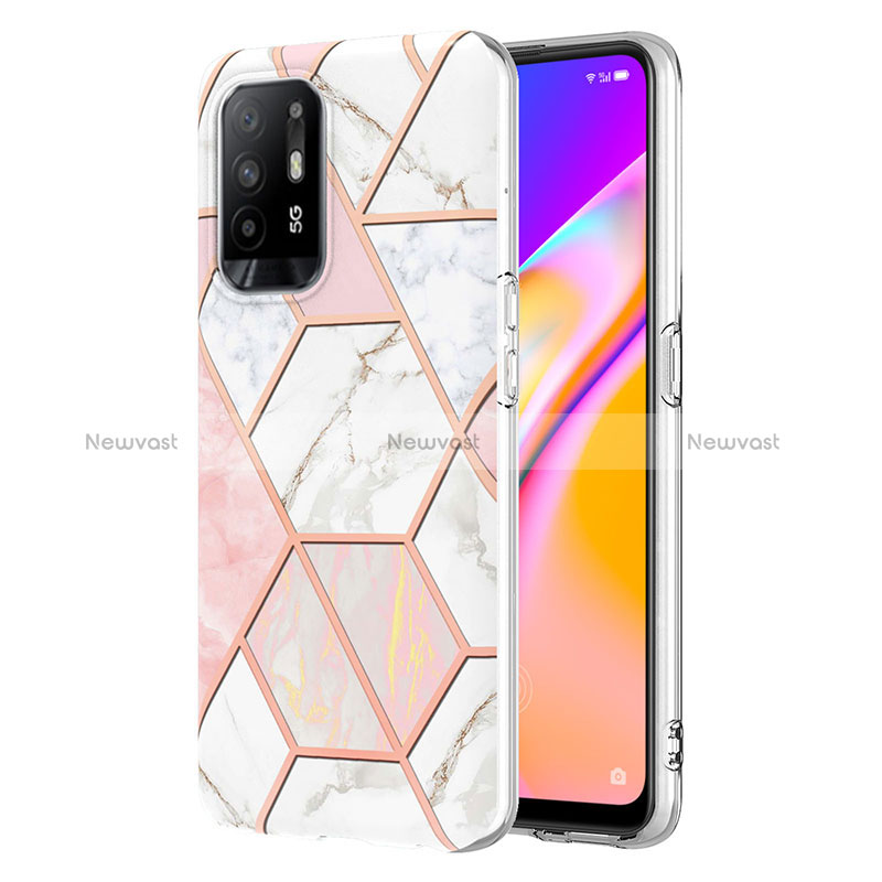 Silicone Candy Rubber Gel Fashionable Pattern Soft Case Cover Y01B for Oppo Reno5 Z 5G Pink