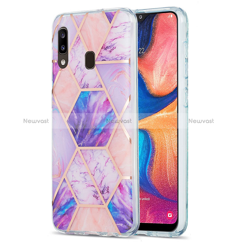 Silicone Candy Rubber Gel Fashionable Pattern Soft Case Cover Y01B for Samsung Galaxy A30 Clove Purple