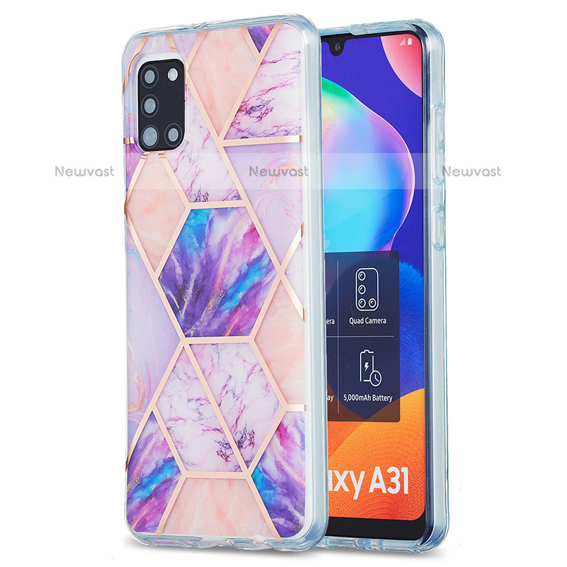 Silicone Candy Rubber Gel Fashionable Pattern Soft Case Cover Y01B for Samsung Galaxy A31 Clove Purple