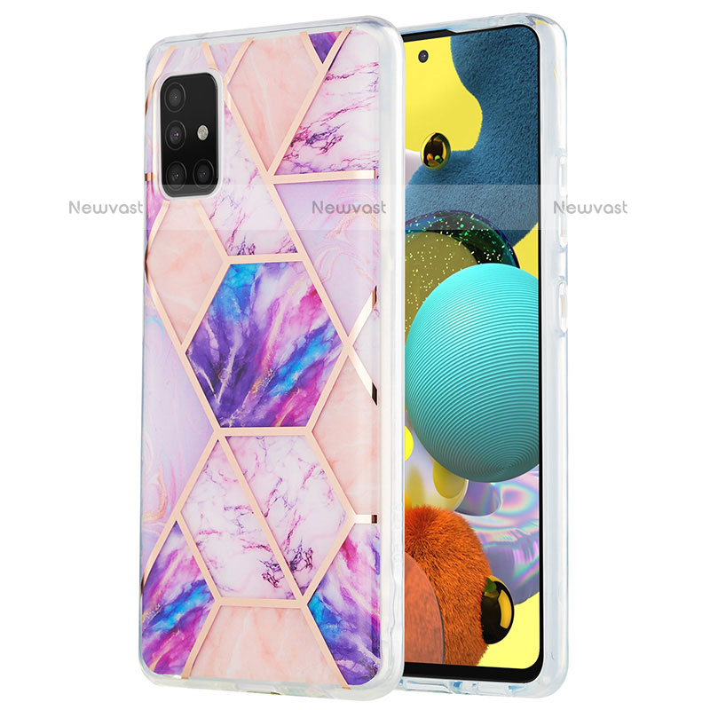 Silicone Candy Rubber Gel Fashionable Pattern Soft Case Cover Y01B for Samsung Galaxy A51 4G Clove Purple