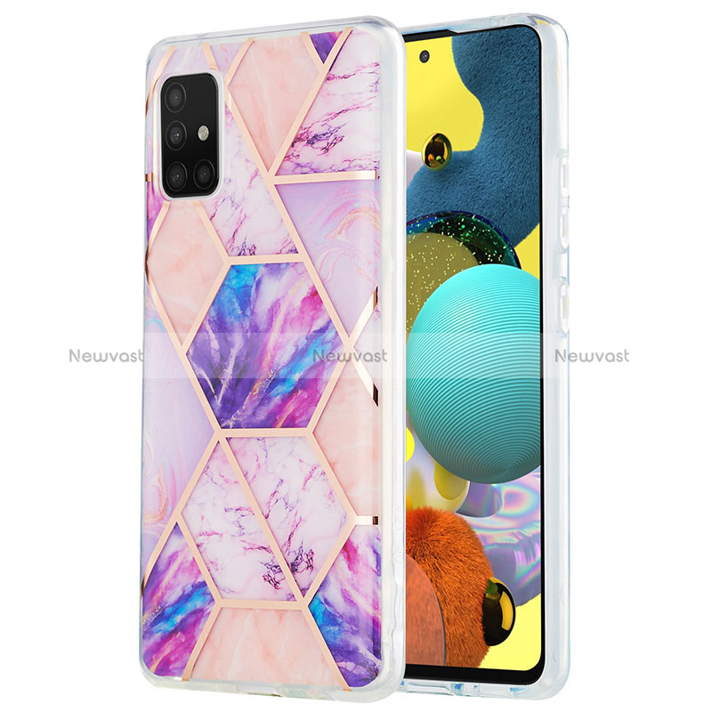 Silicone Candy Rubber Gel Fashionable Pattern Soft Case Cover Y01B for Samsung Galaxy A51 5G Clove Purple
