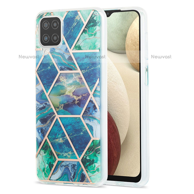Silicone Candy Rubber Gel Fashionable Pattern Soft Case Cover Y01B for Samsung Galaxy F12 Midnight Green