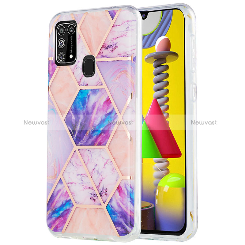 Silicone Candy Rubber Gel Fashionable Pattern Soft Case Cover Y01B for Samsung Galaxy M21s Clove Purple
