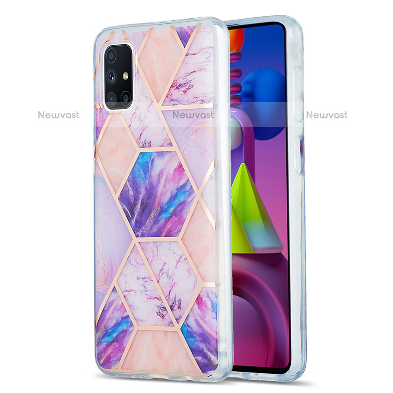 Silicone Candy Rubber Gel Fashionable Pattern Soft Case Cover Y01B for Samsung Galaxy M51 Clove Purple