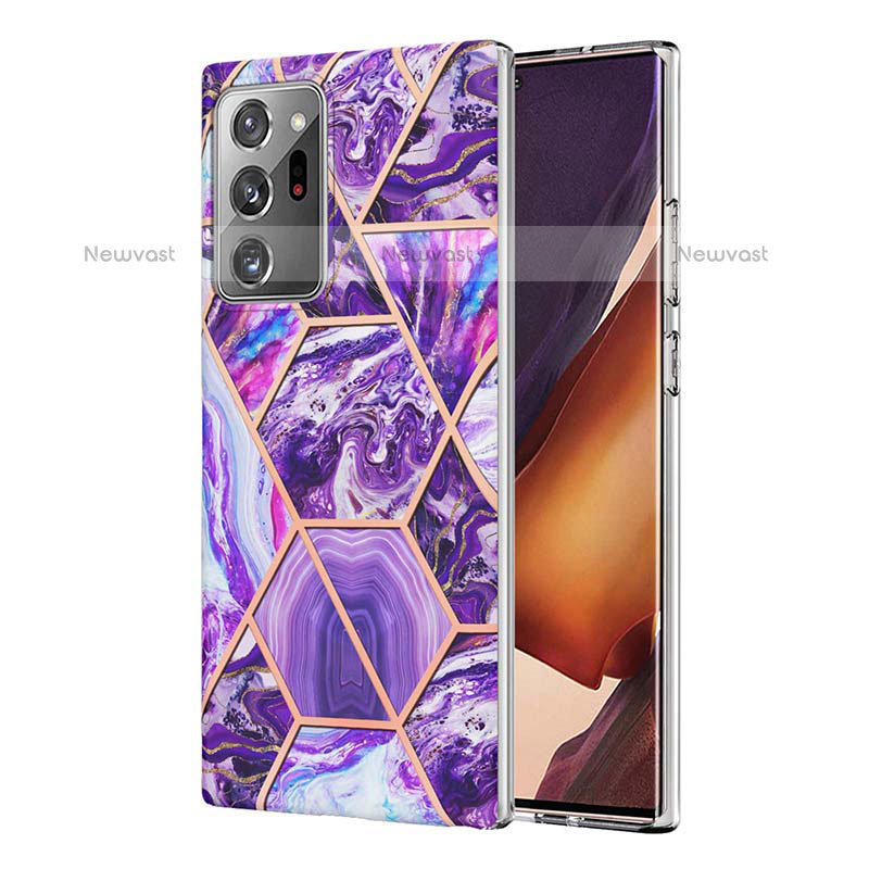 Silicone Candy Rubber Gel Fashionable Pattern Soft Case Cover Y01B for Samsung Galaxy Note 20 Ultra 5G Purple