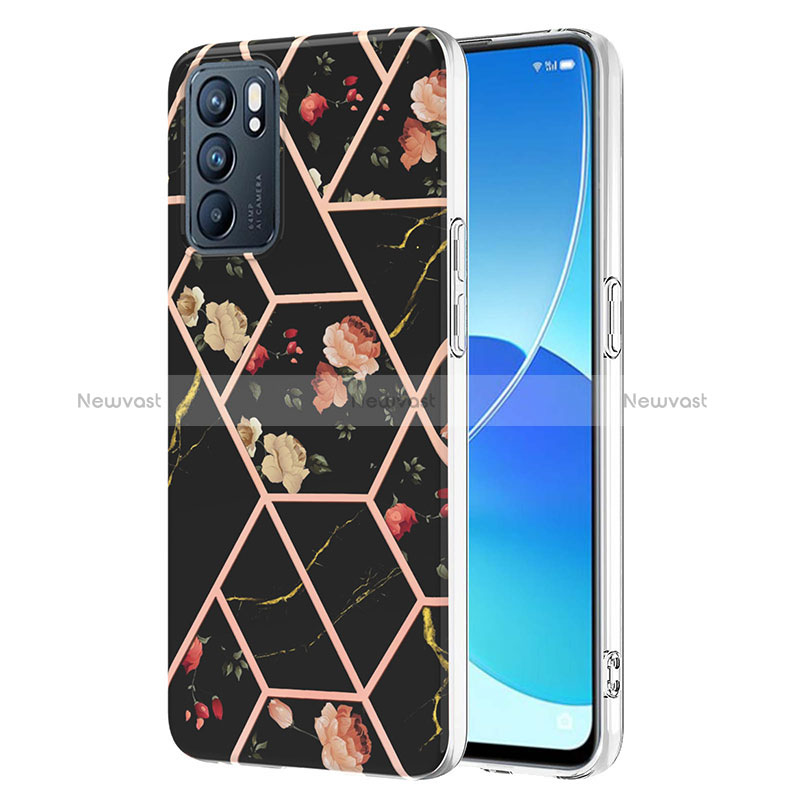 Silicone Candy Rubber Gel Fashionable Pattern Soft Case Cover Y02B for Oppo Reno6 5G Black