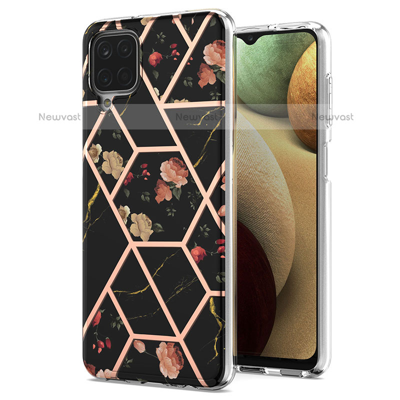 Silicone Candy Rubber Gel Fashionable Pattern Soft Case Cover Y02B for Samsung Galaxy A12 Black