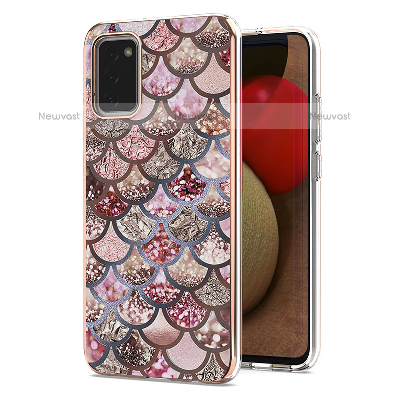 Silicone Candy Rubber Gel Fashionable Pattern Soft Case Cover Y03B for Samsung Galaxy A02s Brown