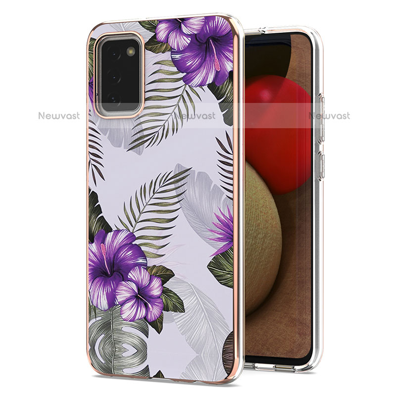 Silicone Candy Rubber Gel Fashionable Pattern Soft Case Cover Y03B for Samsung Galaxy A02s Purple