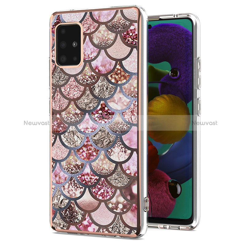 Silicone Candy Rubber Gel Fashionable Pattern Soft Case Cover Y03B for Samsung Galaxy A51 5G Brown