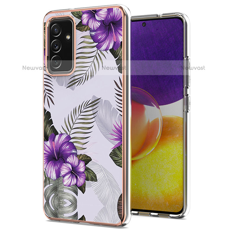 Silicone Candy Rubber Gel Fashionable Pattern Soft Case Cover Y03B for Samsung Galaxy Quantum2 5G Purple