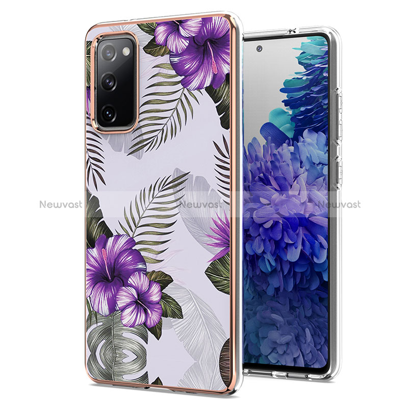 Silicone Candy Rubber Gel Fashionable Pattern Soft Case Cover Y03B for Samsung Galaxy S20 FE (2022) 5G Purple