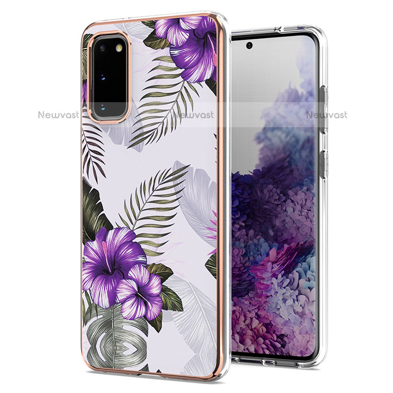 Silicone Candy Rubber Gel Fashionable Pattern Soft Case Cover Y03B for Samsung Galaxy S20 Purple