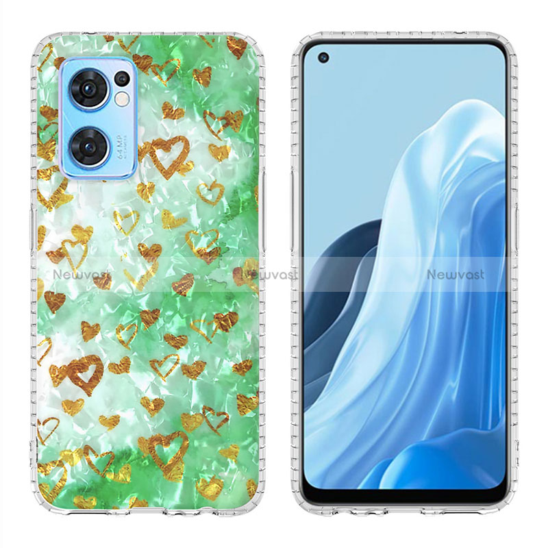 Silicone Candy Rubber Gel Fashionable Pattern Soft Case Cover Y04B for Oppo Reno7 5G Matcha Green