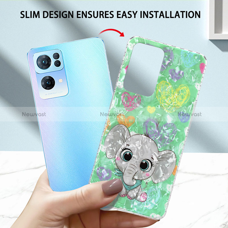 Silicone Candy Rubber Gel Fashionable Pattern Soft Case Cover Y04B for Oppo Reno7 Pro 5G