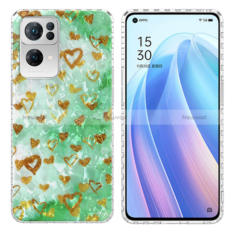 Silicone Candy Rubber Gel Fashionable Pattern Soft Case Cover Y04B for Oppo Reno7 Pro 5G Matcha Green