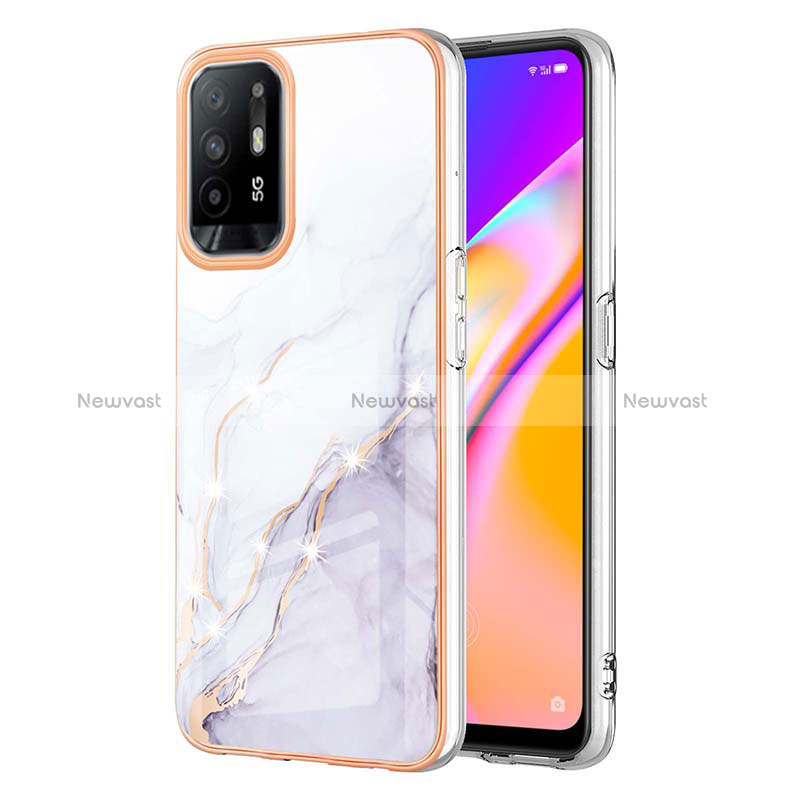Silicone Candy Rubber Gel Fashionable Pattern Soft Case Cover Y05B for Oppo Reno5 Z 5G White