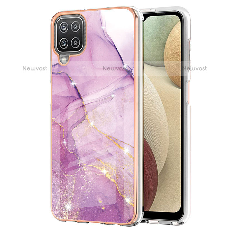 Silicone Candy Rubber Gel Fashionable Pattern Soft Case Cover Y05B for Samsung Galaxy A12 Clove Purple