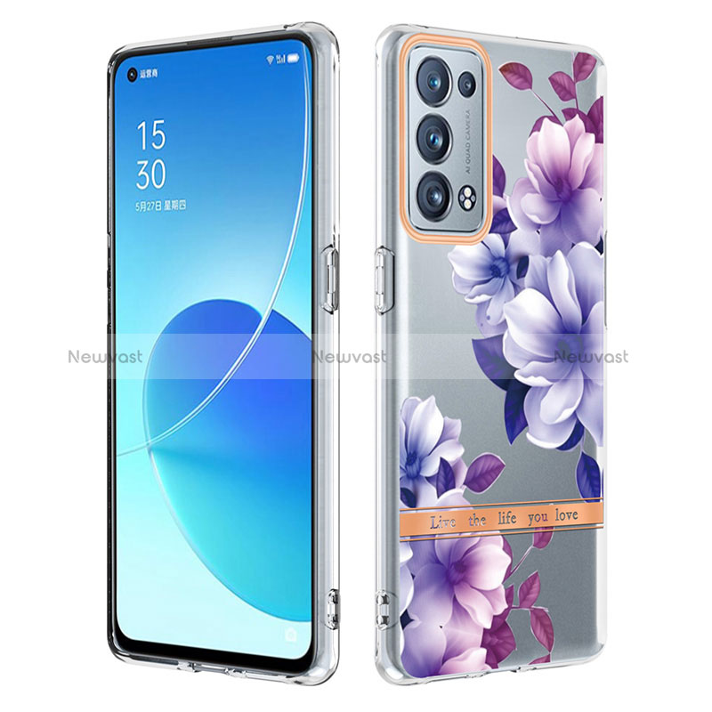 Silicone Candy Rubber Gel Fashionable Pattern Soft Case Cover Y06B for Oppo Reno6 Pro+ Plus 5G Clove Purple