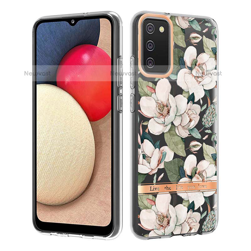 Silicone Candy Rubber Gel Fashionable Pattern Soft Case Cover Y06B for Samsung Galaxy A02s White