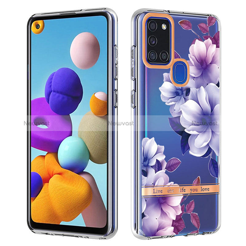 Silicone Candy Rubber Gel Fashionable Pattern Soft Case Cover Y06B for Samsung Galaxy A21s Purple