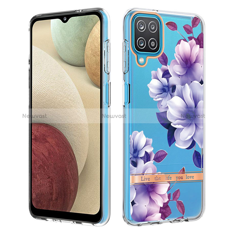 Silicone Candy Rubber Gel Fashionable Pattern Soft Case Cover Y06B for Samsung Galaxy M12 Purple