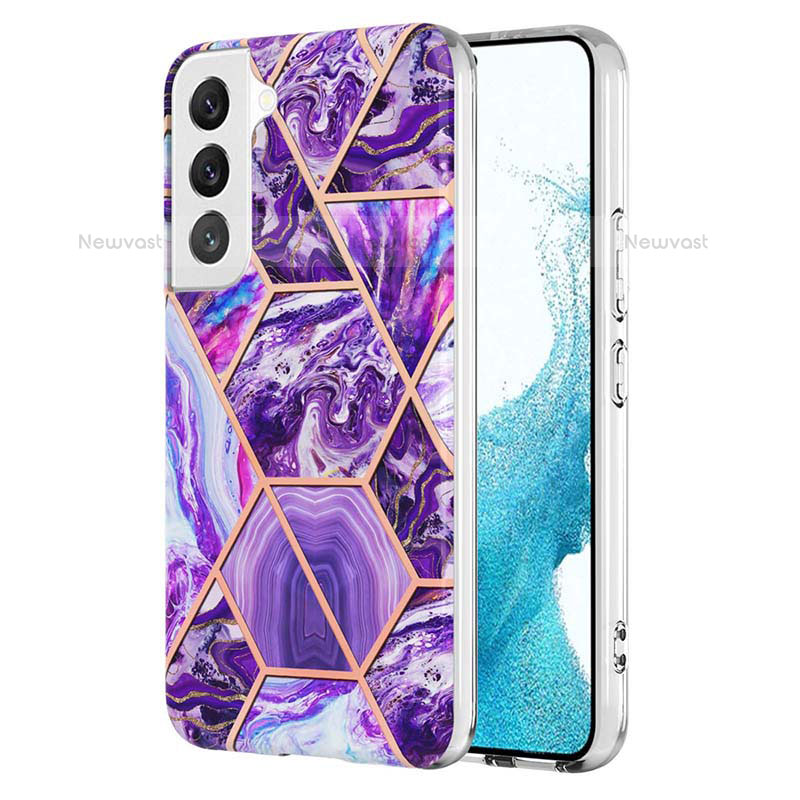 Silicone Candy Rubber Gel Fashionable Pattern Soft Case Cover Y08B for Samsung Galaxy S21 Plus 5G Purple