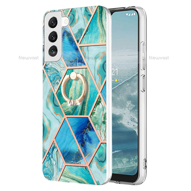 Silicone Candy Rubber Gel Fashionable Pattern Soft Case Cover Y13B for Samsung Galaxy S21 Plus 5G Blue