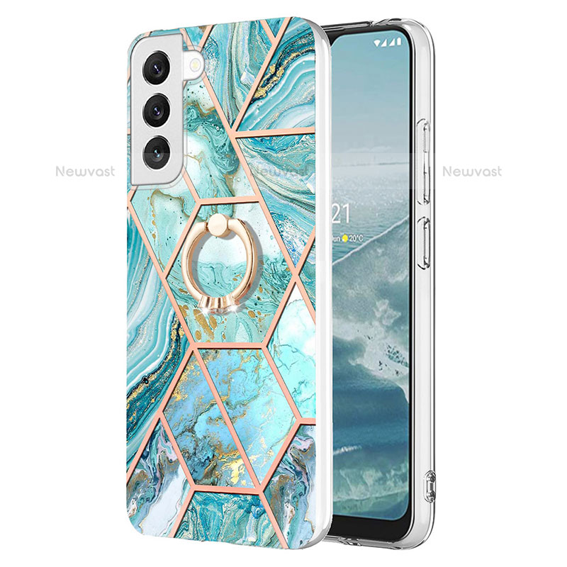 Silicone Candy Rubber Gel Fashionable Pattern Soft Case Cover Y13B for Samsung Galaxy S22 5G Cyan