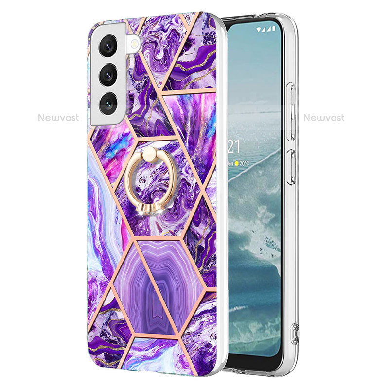 Silicone Candy Rubber Gel Fashionable Pattern Soft Case Cover Y13B for Samsung Galaxy S22 Plus 5G Purple