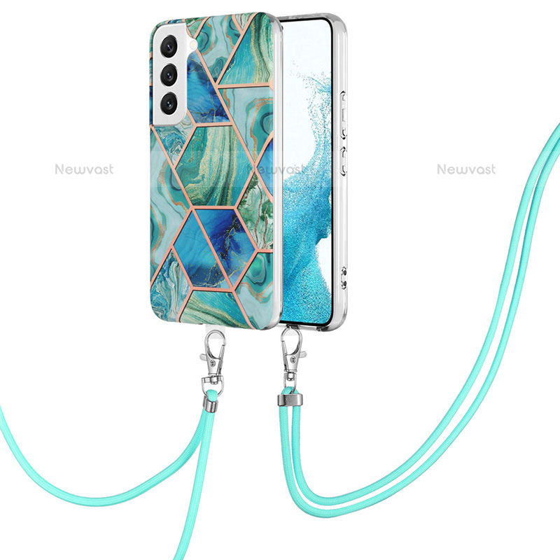 Silicone Candy Rubber Gel Fashionable Pattern Soft Case Cover Y18B for Samsung Galaxy S22 Plus 5G Blue