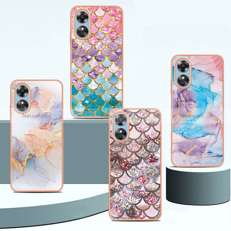 Silicone Candy Rubber Gel Fashionable Pattern Soft Case Cover YB3 for Oppo A17