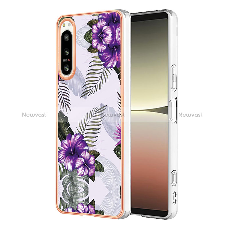 Silicone Candy Rubber Gel Fashionable Pattern Soft Case Cover YB4 for Sony Xperia 5 IV Purple