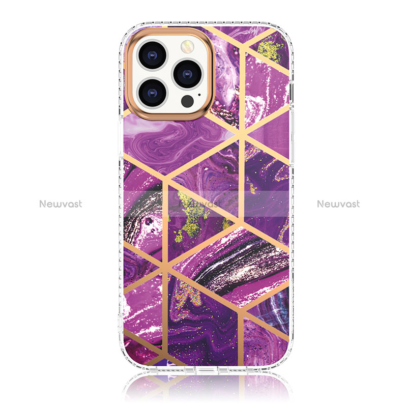 Silicone Candy Rubber Gel Fashionable Pattern Soft Case Cover YJ1 for Apple iPhone 13 Pro Purple
