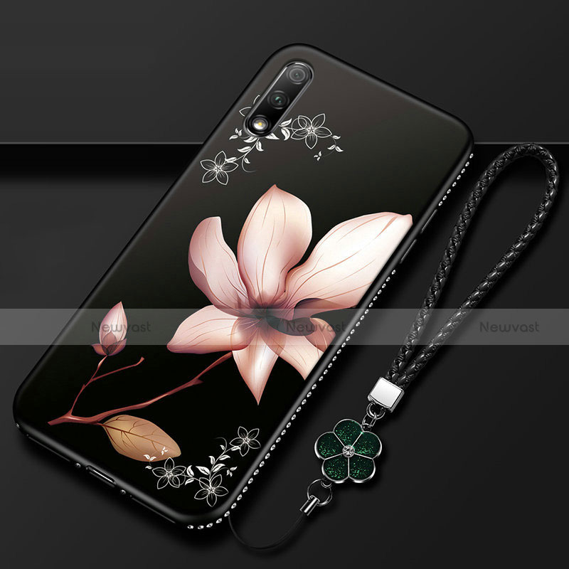 Silicone Candy Rubber Gel Flowers Soft Case Cover for Huawei Enjoy 10 Brown