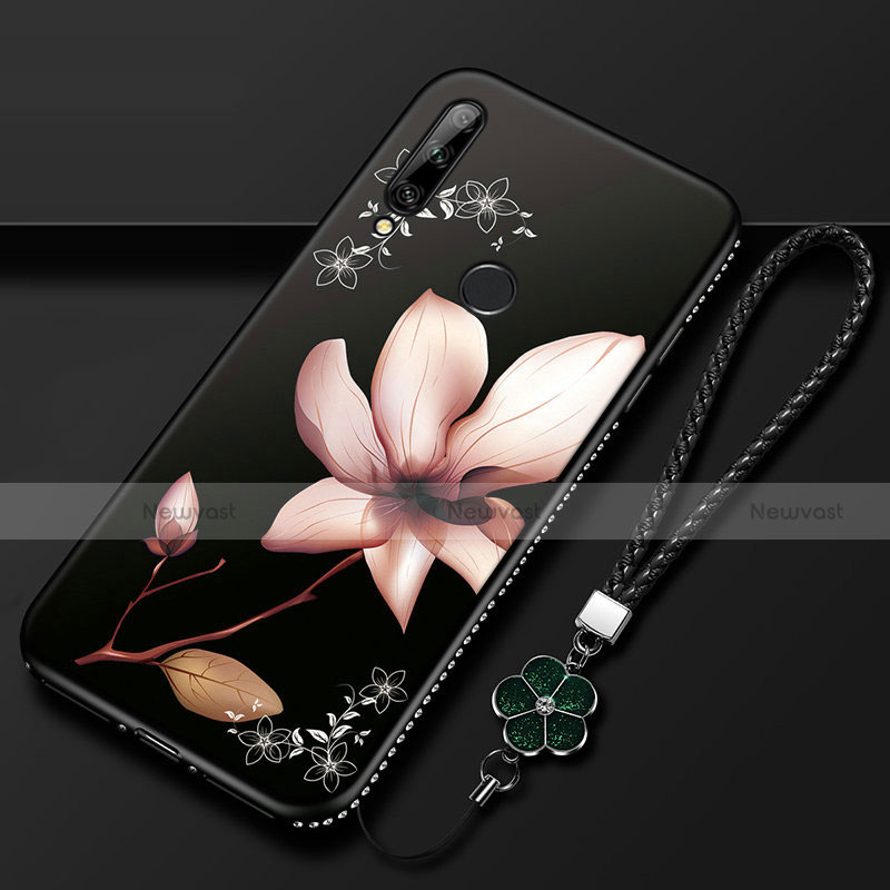 Silicone Candy Rubber Gel Flowers Soft Case Cover for Huawei Enjoy 10 Plus Brown