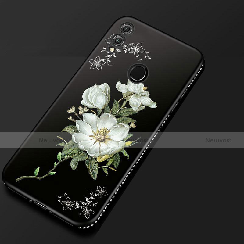 Silicone Candy Rubber Gel Flowers Soft Case Cover for Huawei Honor 8X Black
