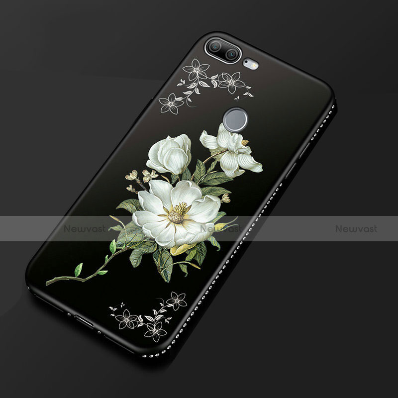 Silicone Candy Rubber Gel Flowers Soft Case Cover for Huawei Honor 9 Lite Black