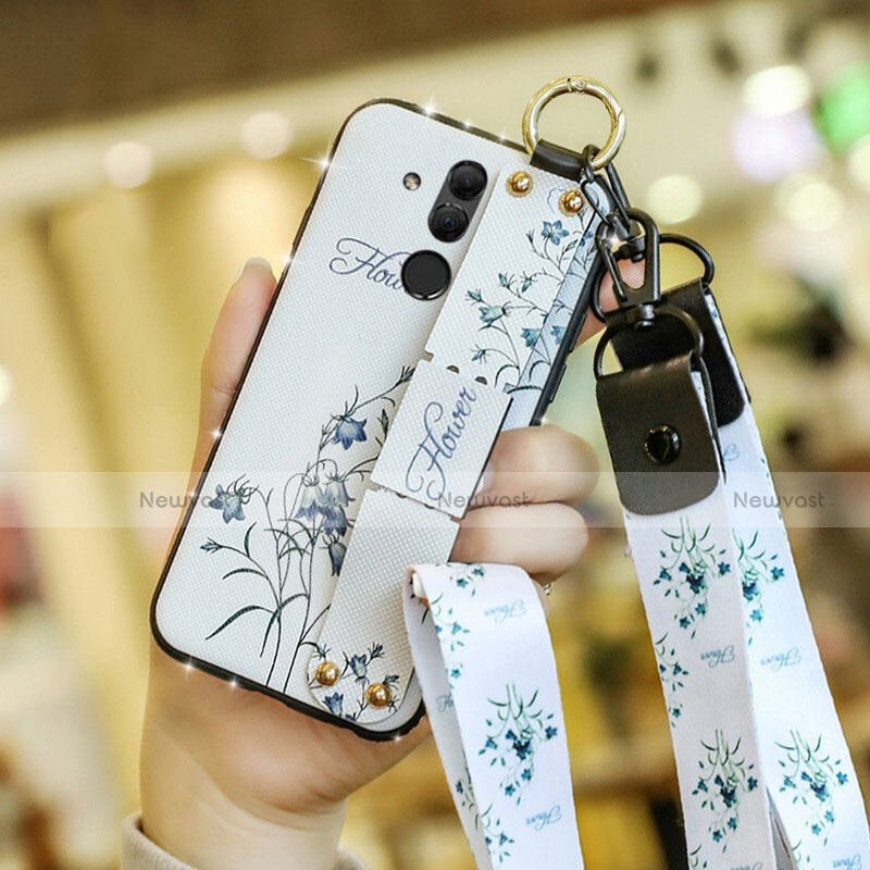 Silicone Candy Rubber Gel Flowers Soft Case Cover for Huawei Mate 20 Lite White