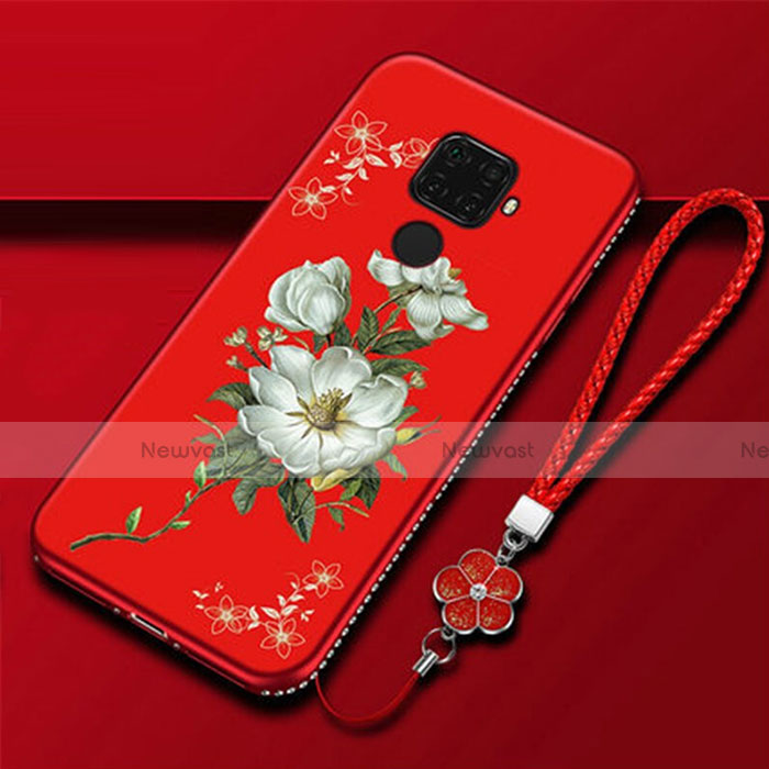 Silicone Candy Rubber Gel Flowers Soft Case Cover for Huawei Mate 30 Lite Red