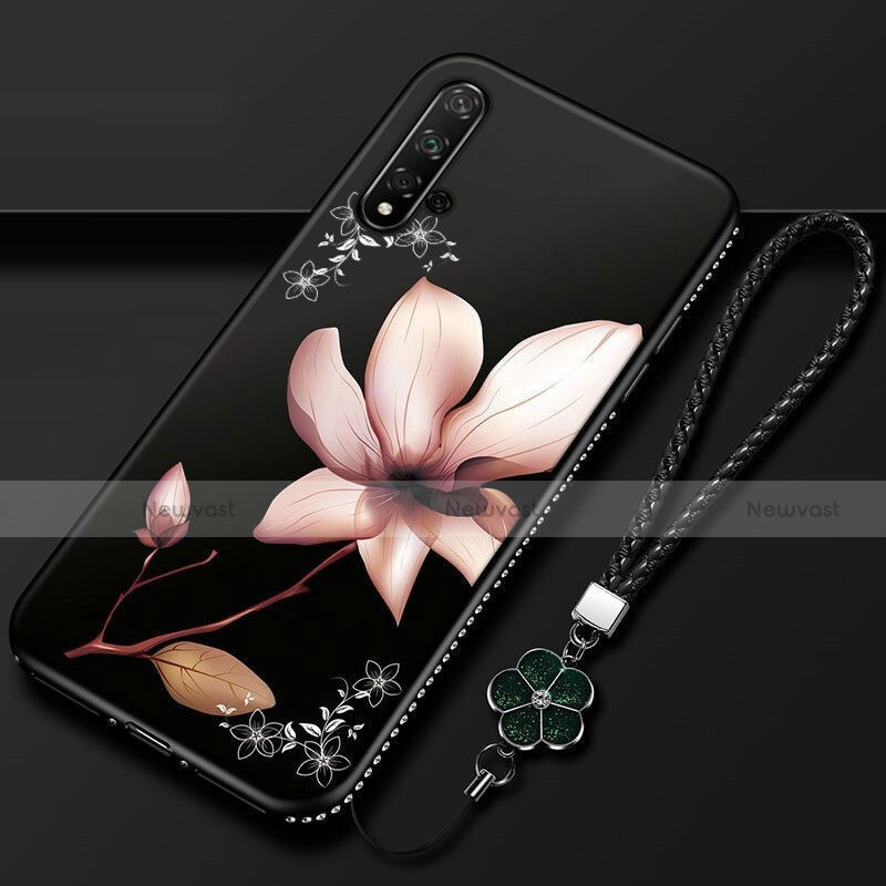 Silicone Candy Rubber Gel Flowers Soft Case Cover for Huawei Nova 5 Brown