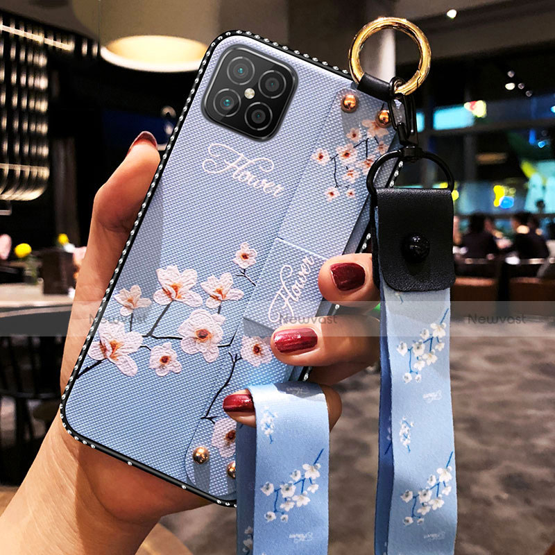 Silicone Candy Rubber Gel Flowers Soft Case Cover for Huawei Nova 8 SE 5G Mint Blue