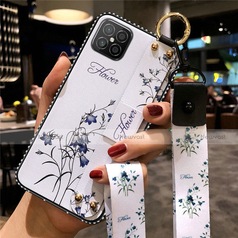 Silicone Candy Rubber Gel Flowers Soft Case Cover for Huawei Nova 8 SE 5G White