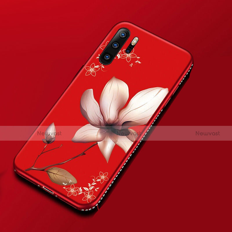 Silicone Candy Rubber Gel Flowers Soft Case Cover for Huawei P30 Pro Red