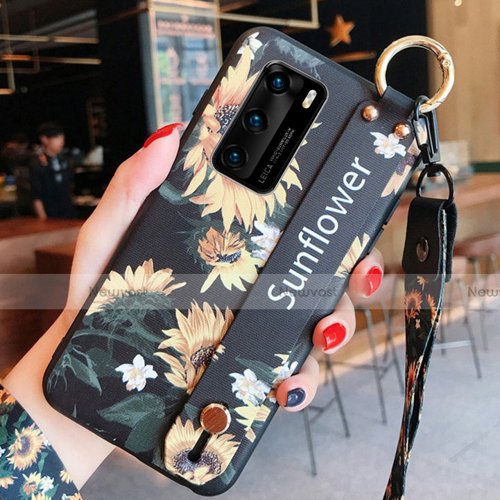 Silicone Candy Rubber Gel Flowers Soft Case Cover for Huawei P40 Orange