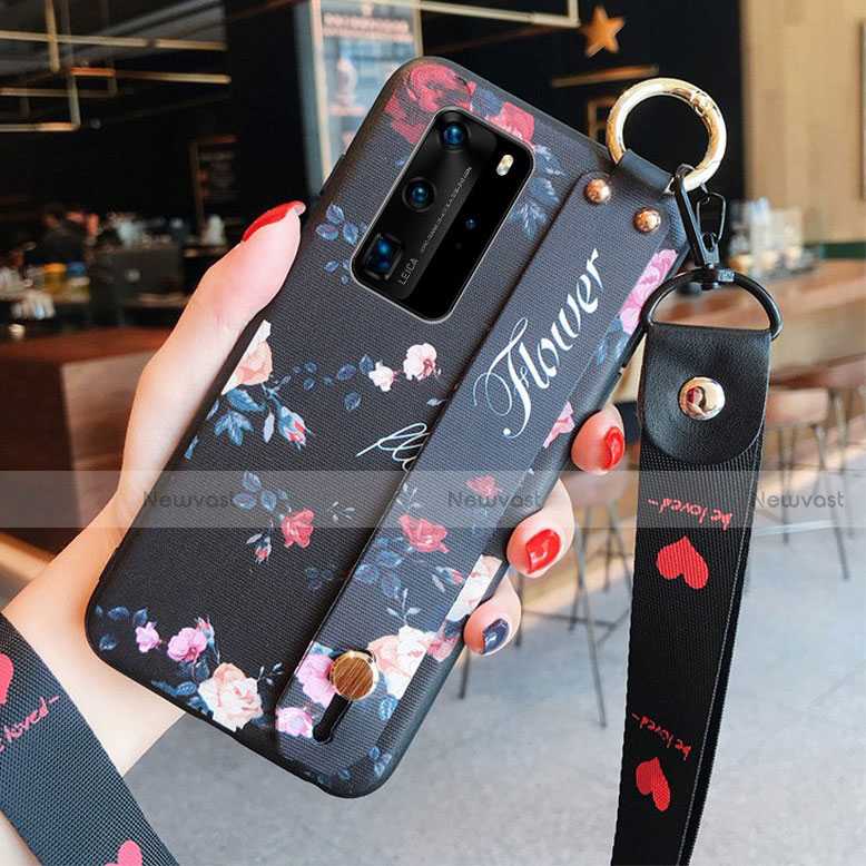 Silicone Candy Rubber Gel Flowers Soft Case Cover for Huawei P40 Pro Red