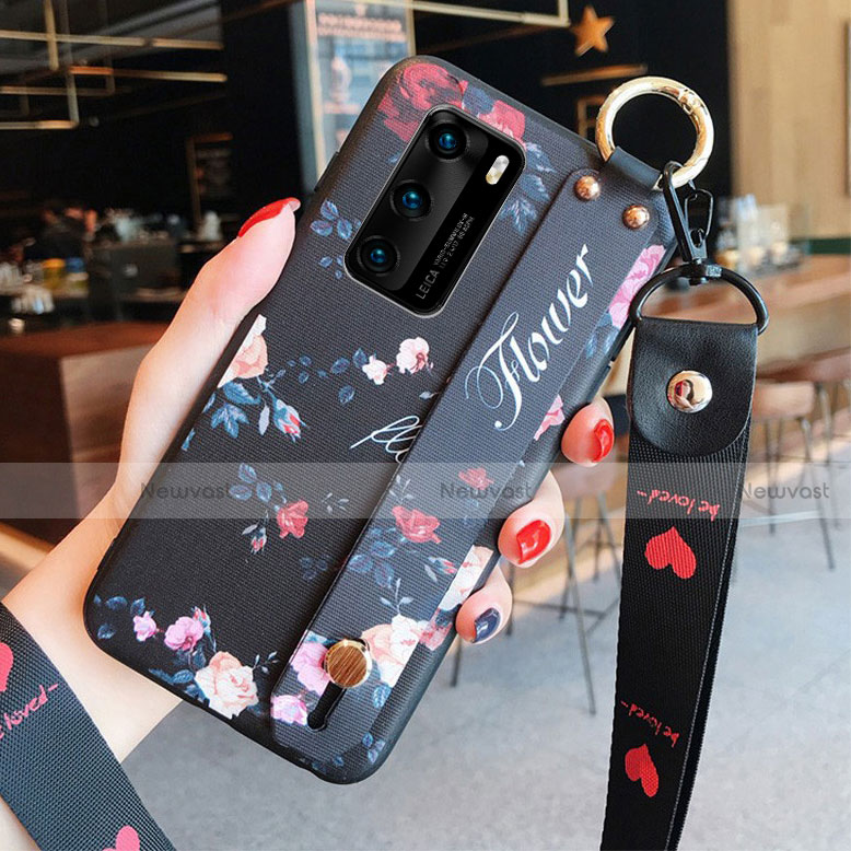 Silicone Candy Rubber Gel Flowers Soft Case Cover for Huawei P40 Red